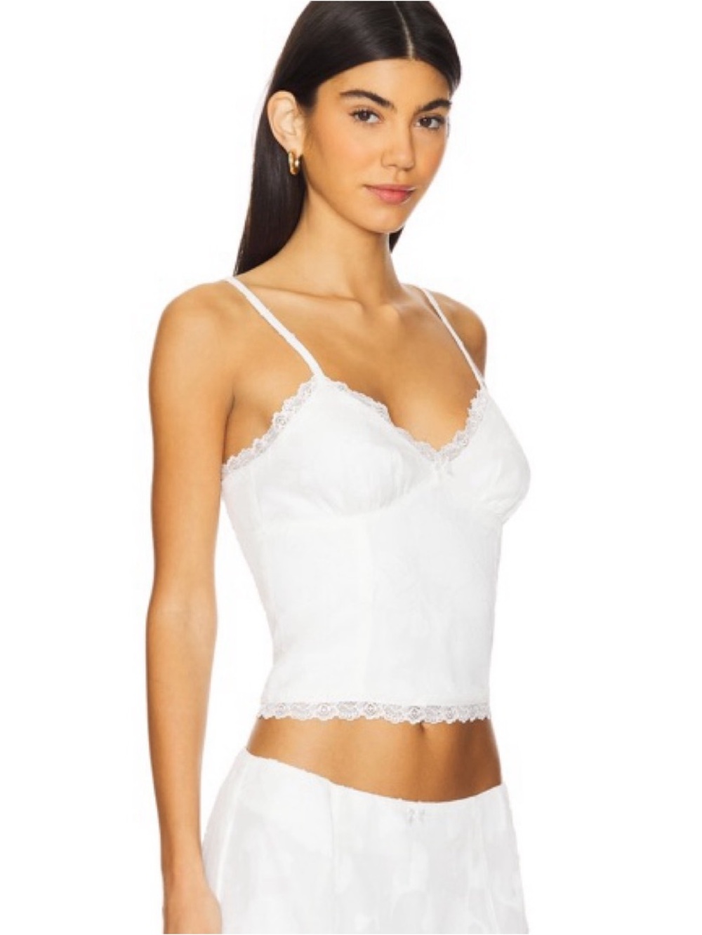 Runaway the Label White Lace-Trim Camisole Tank Top & Maxi Skirt Set